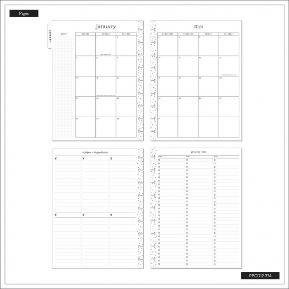 Cocking 101 - Classic Meal Planning Happy Planner - 12 months