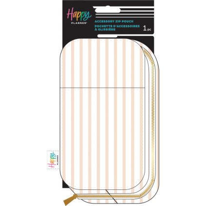Peachy Stripes - Banded Accessory Zip Pouch