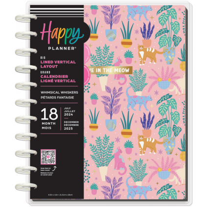 Whimsical Whiskers - Big Lined Vertical Happy Planner - 18 mnd