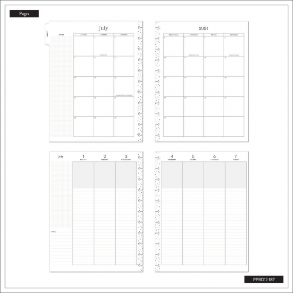 Dancing Leaves - Big Lined Vertical Happy Planner - 12 mnd