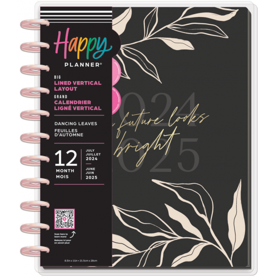 Dancing Leaves - Big Lined Vertical Happy Planner - 12 mnd