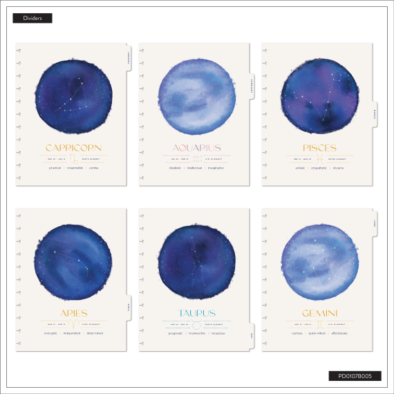 Star Signs - Big Vertical 12 Month Dated Planner