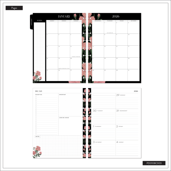 Dark Garden - Classic Dashboard 12 Month Dated Planner