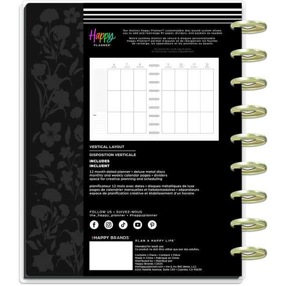 Dark Garden - Classic Vertical 12 Month Deluxe Dated Planner