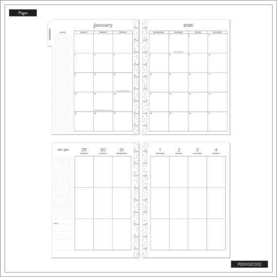 Florescent Embroidery - Classic Vertical Dated Planner