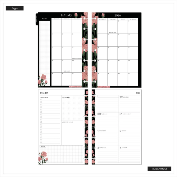 Dark Garden - Mini Dashboard Dated Happy Planner