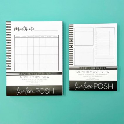 Monthly Overview Filler Paper - 100 sheets - Classic- Live Love Posh