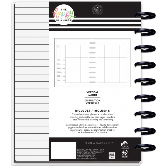 Happy Place -  Vertical - Classic - 12 month Udatert Happy Planner