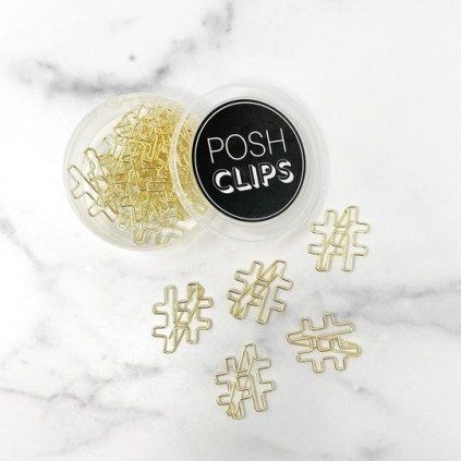 Gold Hashtags - Posh Clips