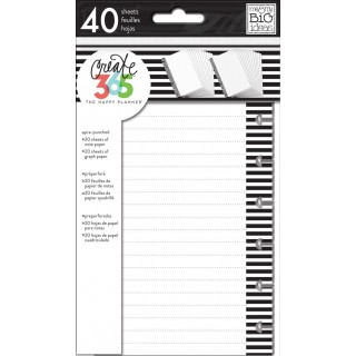 Note & Graph Paper - B&W stripes - Mini Filler Paper