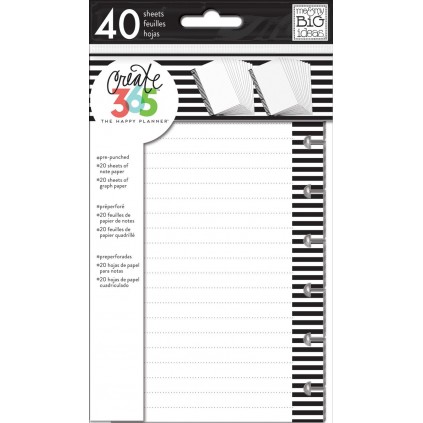Note & Graph Paper - B&W stripes - Mini Filler Paper