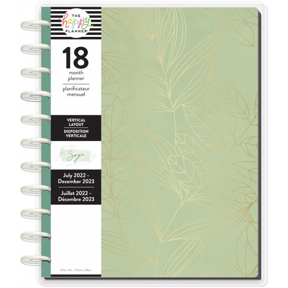 Sage - Big Vertical Happy Planner - 18 Months