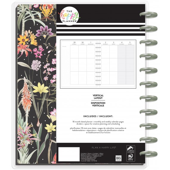 Fresh Botanicals - Big Vertical Happy Planner - 18 Months