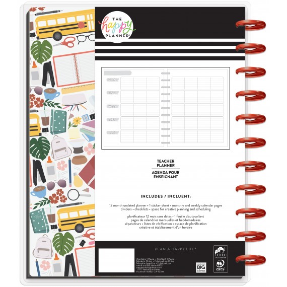 Cute Icons - Teacher Undated Big Happy Planner - 12 Month