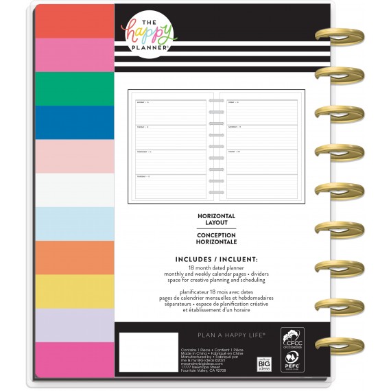 Bold and Bright - Classic Horizontal Happy Planner - 18 Months