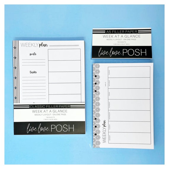 Week At A Glance Filler Paper - 100 sheets - Classic- Live Love Posh