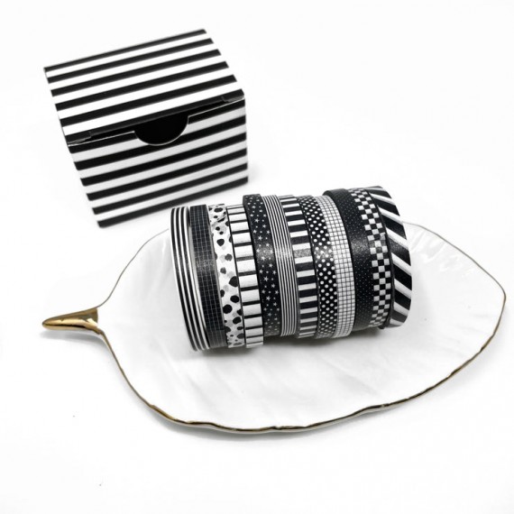 Black & White - Thin Washi Tape Essentials - Live Love Posh