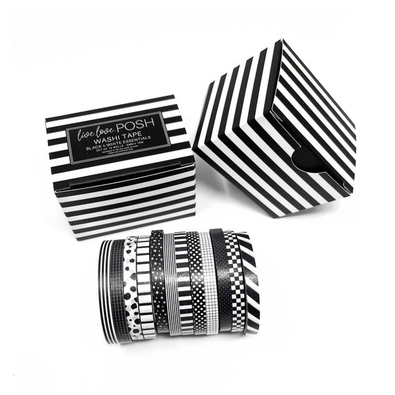 Black & White - Thin Washi Tape Essentials - Live Love Posh