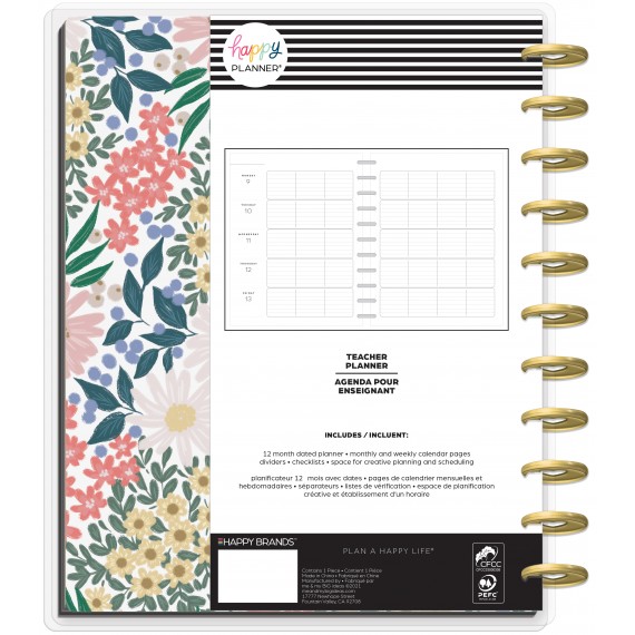 Springtime Flora - BIG Teacher Happy Planner - 12 Months