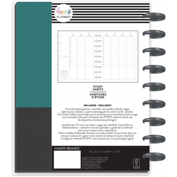 Plan On It - Classic Hourly Vertical Student Happy Planner - 12 Months
