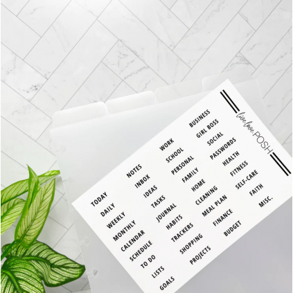 BIG Luxe Top Tab Divider Set With Labels - Live Love Posh