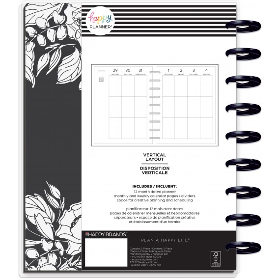 Feilvare - Belle Fleurs - Classic Vertical Happy Planner - 12 Months