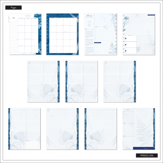 Cyanotype - Big Monthly Happy Planner - 12 Months