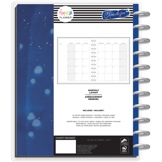 Cyanotype - Big Monthly Happy Planner - 12 Months