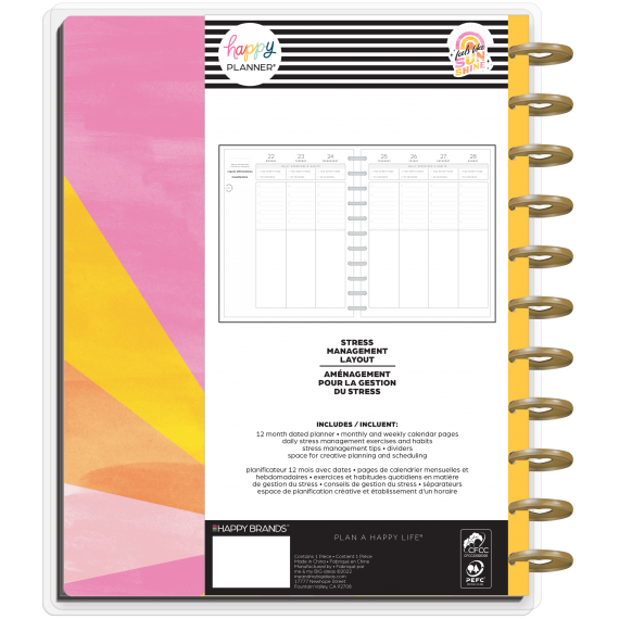 Feels Like Sunshine - Big Stress Management Happy Planner - 12 Months