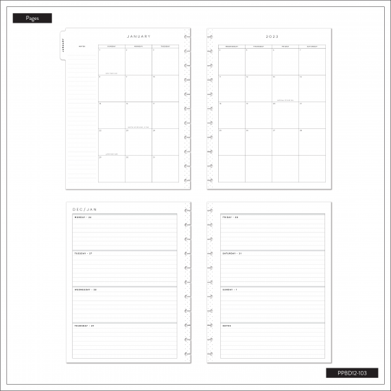 Gold & Black - Big Horizontal Happy Planner - 12 Months