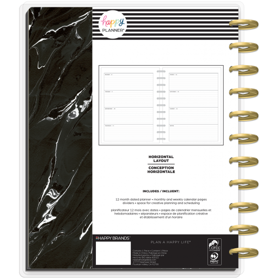 Feilvare - Gold & Black - Big Horizontal Happy Planner - 12 Months