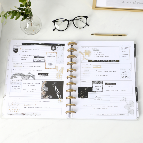 Feilvare - Gold & Black - Big Horizontal Happy Planner - 12 Months