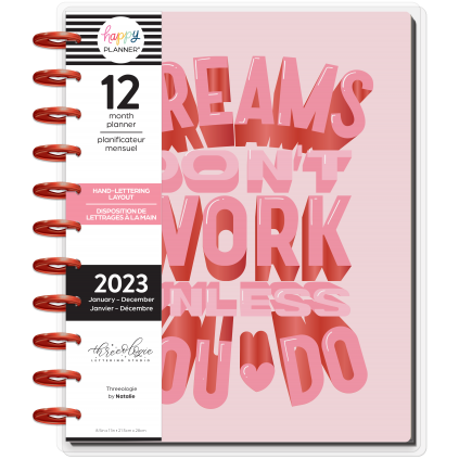 Feilvare - Think Pink - Big Lettering Happy Planner - 12 Months