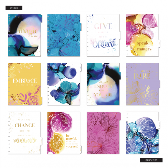 Feilvare - Inky Florals - Big Wellness Happy Planner - 12 Months