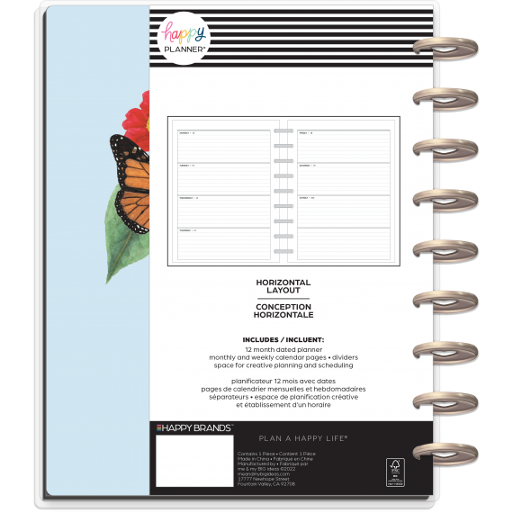 Feilvare - Butterflies & Blooms - Classic Horizontal Happy Planner - 12 Months