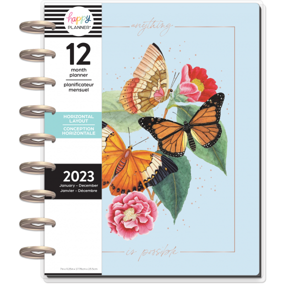 Feilvare - Butterflies & Blooms - Classic Horizontal Happy Planner - 12 Months
