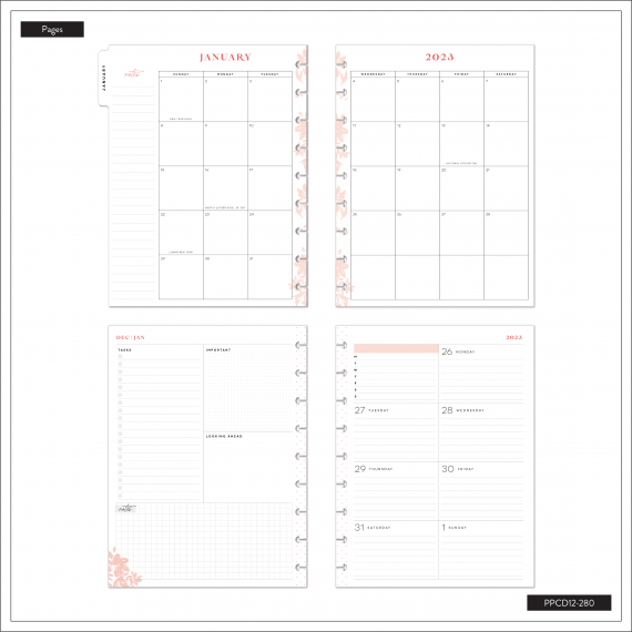 Feilvare - Ingrid Blooms - Classic Dashboard Happy Planner - 12 Months