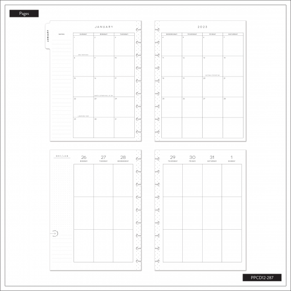 Feilvare - Gold & Black - Classic Vertical Happy Planner - 12 Months