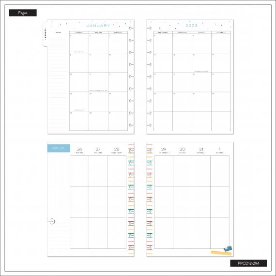 Feilvare - Whimsical Doodles - Classic Vertical Happy Planner - 12 Months