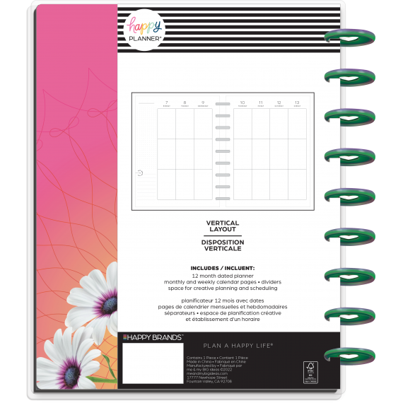 Feilvare - Psychedelic Florals - Classic Vertical Happy Planner - 12 Months