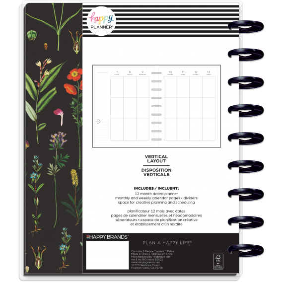 Feilvare - Deep Botanicals - Classic Vertical Happy Planner - 12 Months