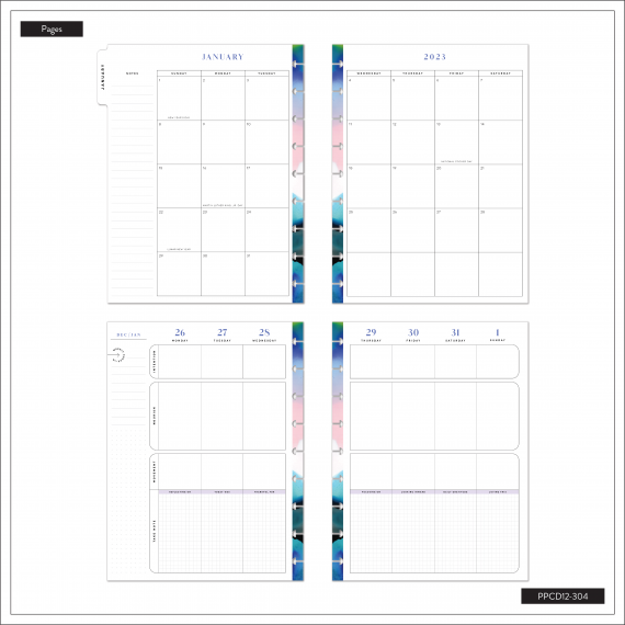 Inky Florals - Classic Wellness Happy Planner - 12 Months