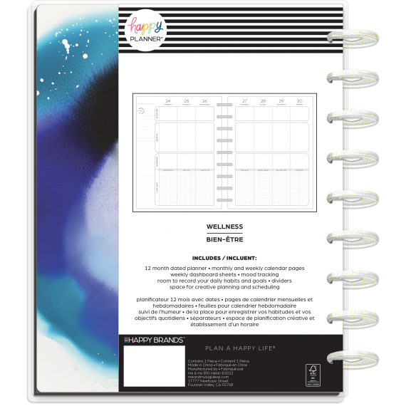 Feilvare - Inky Florals - Classic Wellness Happy Planner - 12 Months