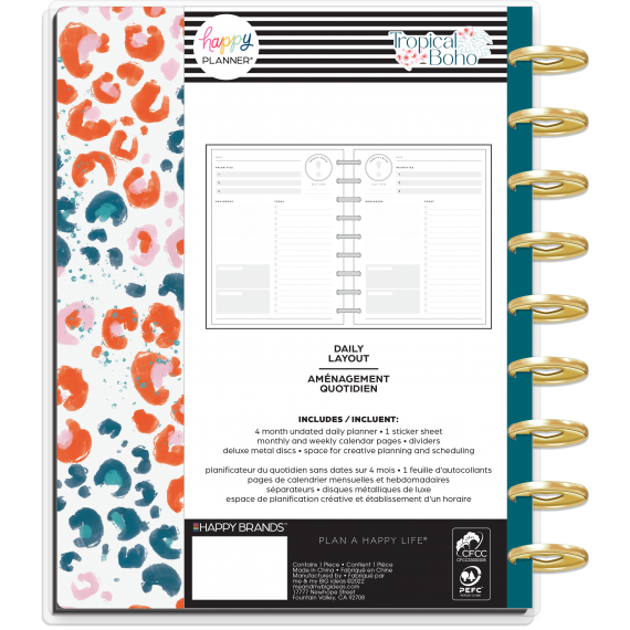 Feilvare - Tropical Boho - Classic Daily Deluxe Happy Planner Undated- 4 Months