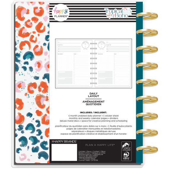 Tropical Boho - Classic Daily Deluxe Happy Planner Undated- 4 Months