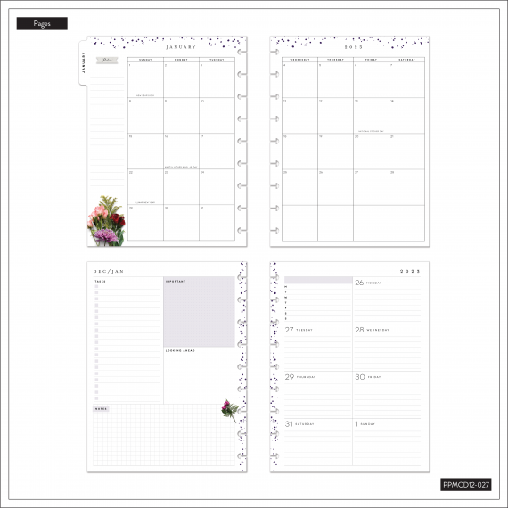 Beautiful Blooms - Classic Dashboard Deluxe Happy Planner - 12 Months