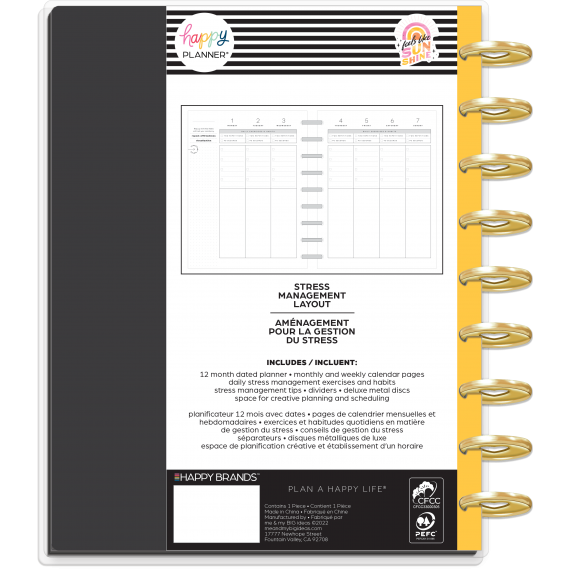 Feels Like Sunshine - Classic Stress Management Deluxe Happy Planner - 12 Months