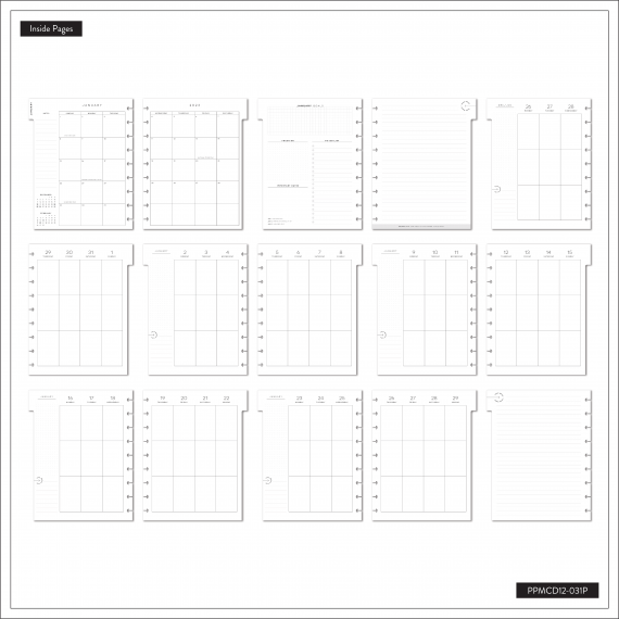Work + Life Black & White - Classic Vertical Professional Happy Planner - 12 Months