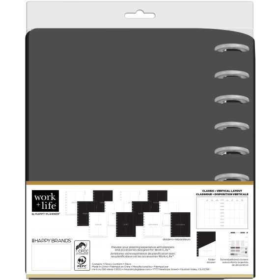 Work + Life Black & White - Classic Vertical Professional Happy Planner - 12 Months