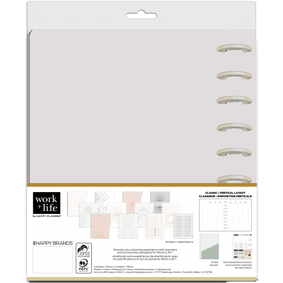 Work + Life Neutrals - Classic Vertical Professional Happy Planner - 12 Months